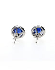 14K White Round Sapphire & Diamond Halo Earrings