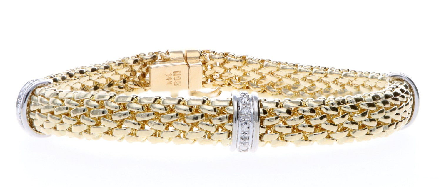 14K Two Tone Mesh Bracelet