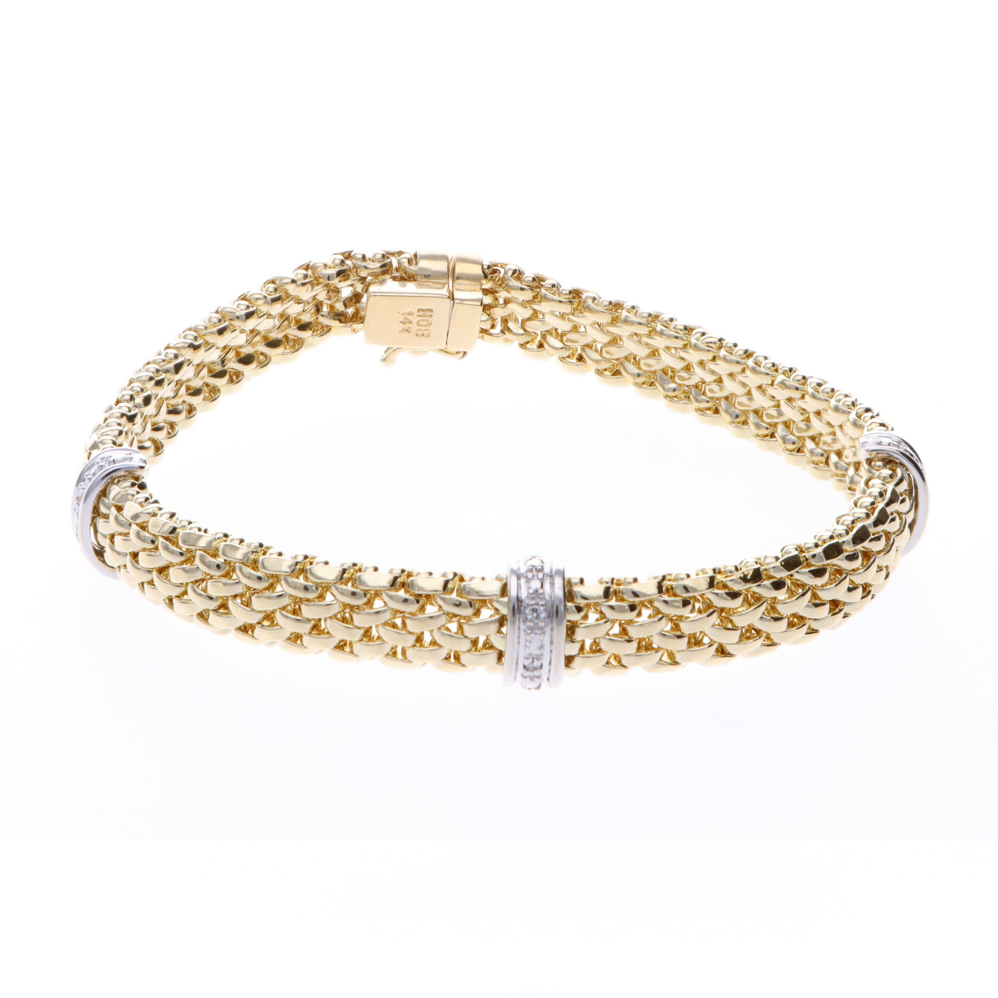 14K Two Tone Mesh Bracelet