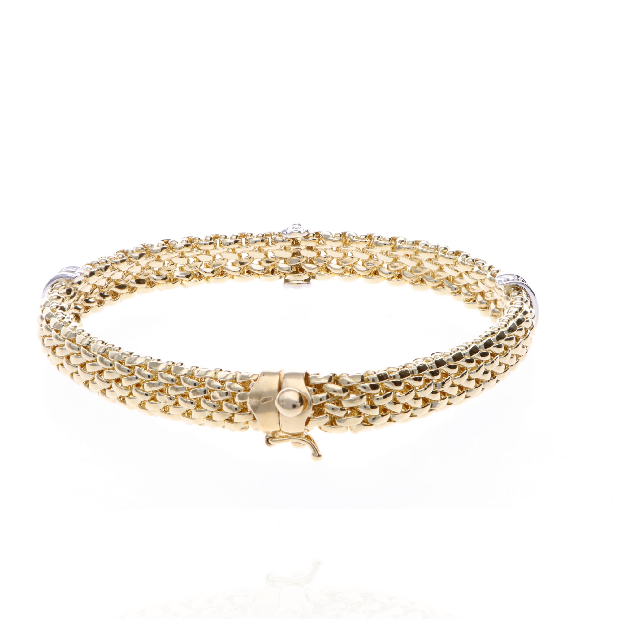 14K Two Tone Mesh Bracelet