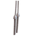Judith Ripka Verona Sterling Silver CZ Tassel Lariat Necklace 22" 61.gram