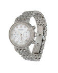 Ladies' Bulova Chronograph Mother-of-Pearl Diamond Bezel Stainless Steel Watch – 96R204