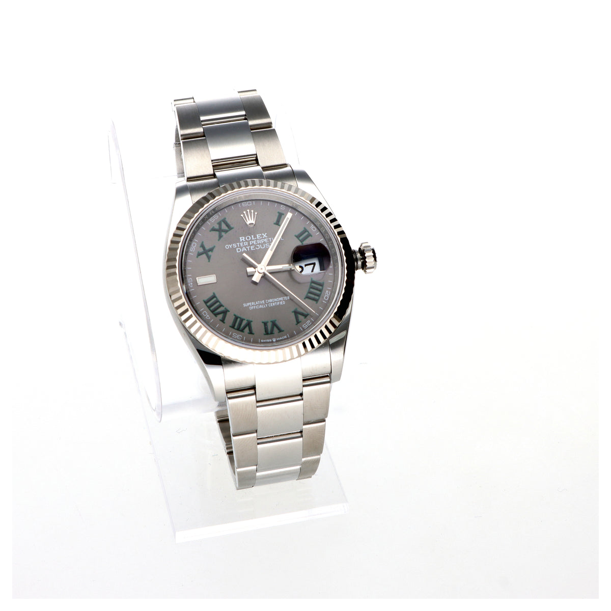 Rolex Pre Owned 36mm 126234 Stainless Steel Slate Roman Wimbledon