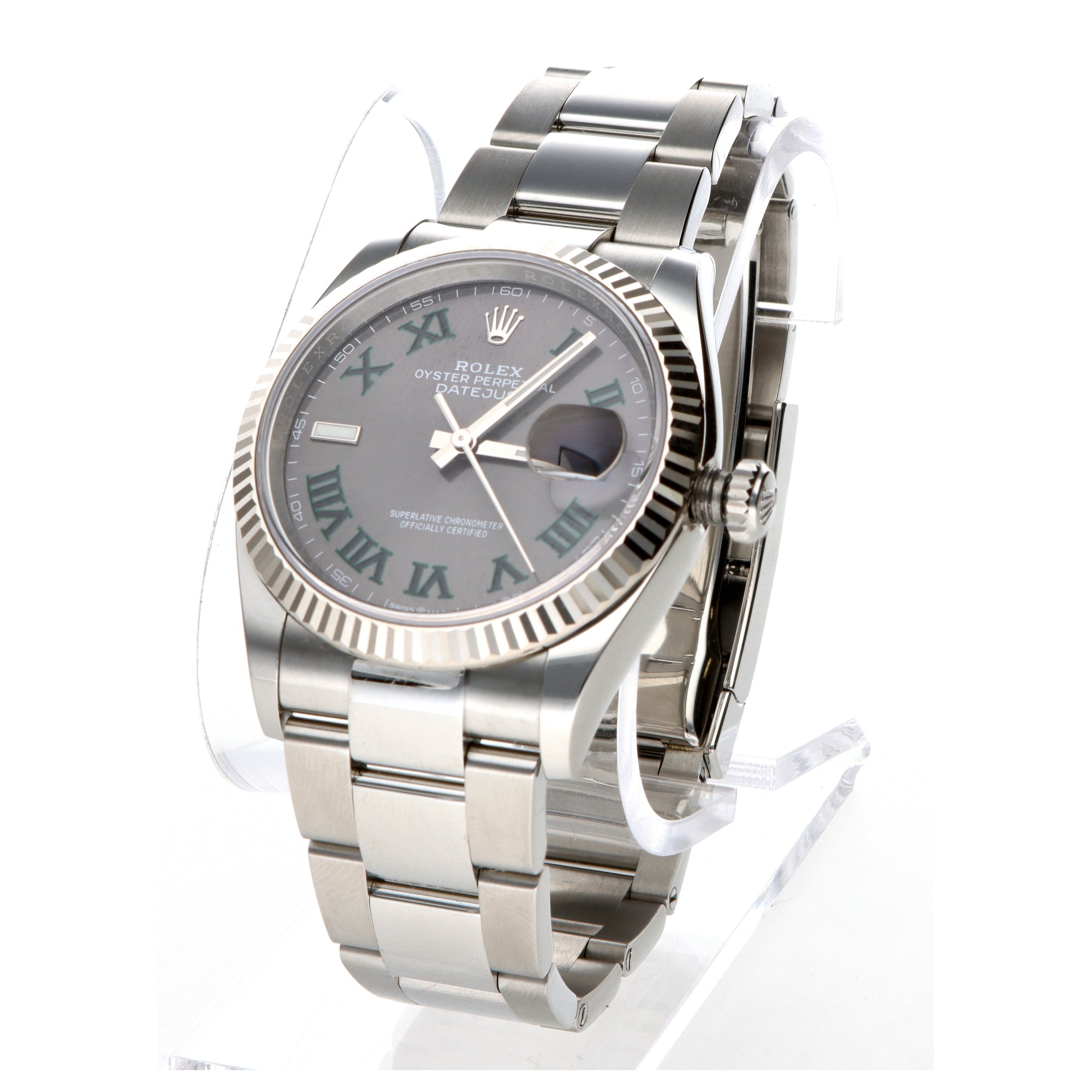 Rolex Pre Owned 36mm 126234 Stainless Steel Slate Roman Wimbledon