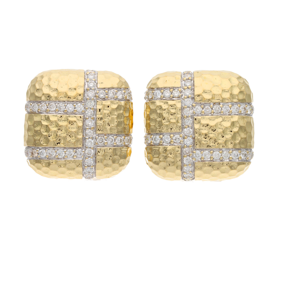 18K Yellow Gold 0.25 CTW Diamond Huggie Estate Earrings with Omega Backs