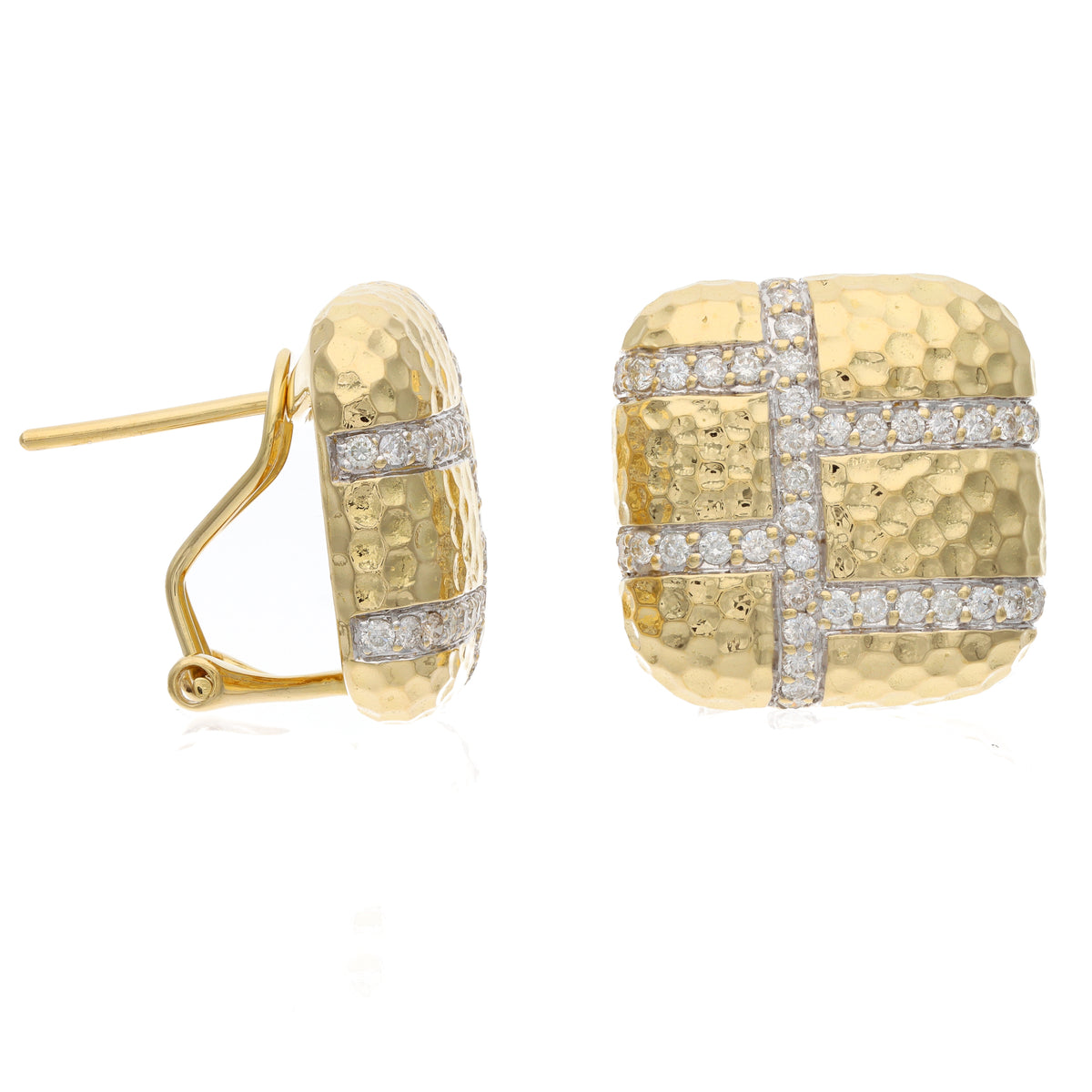 18K Yellow Gold 0.25 CTW Diamond Huggie Estate Earrings with Omega Backs