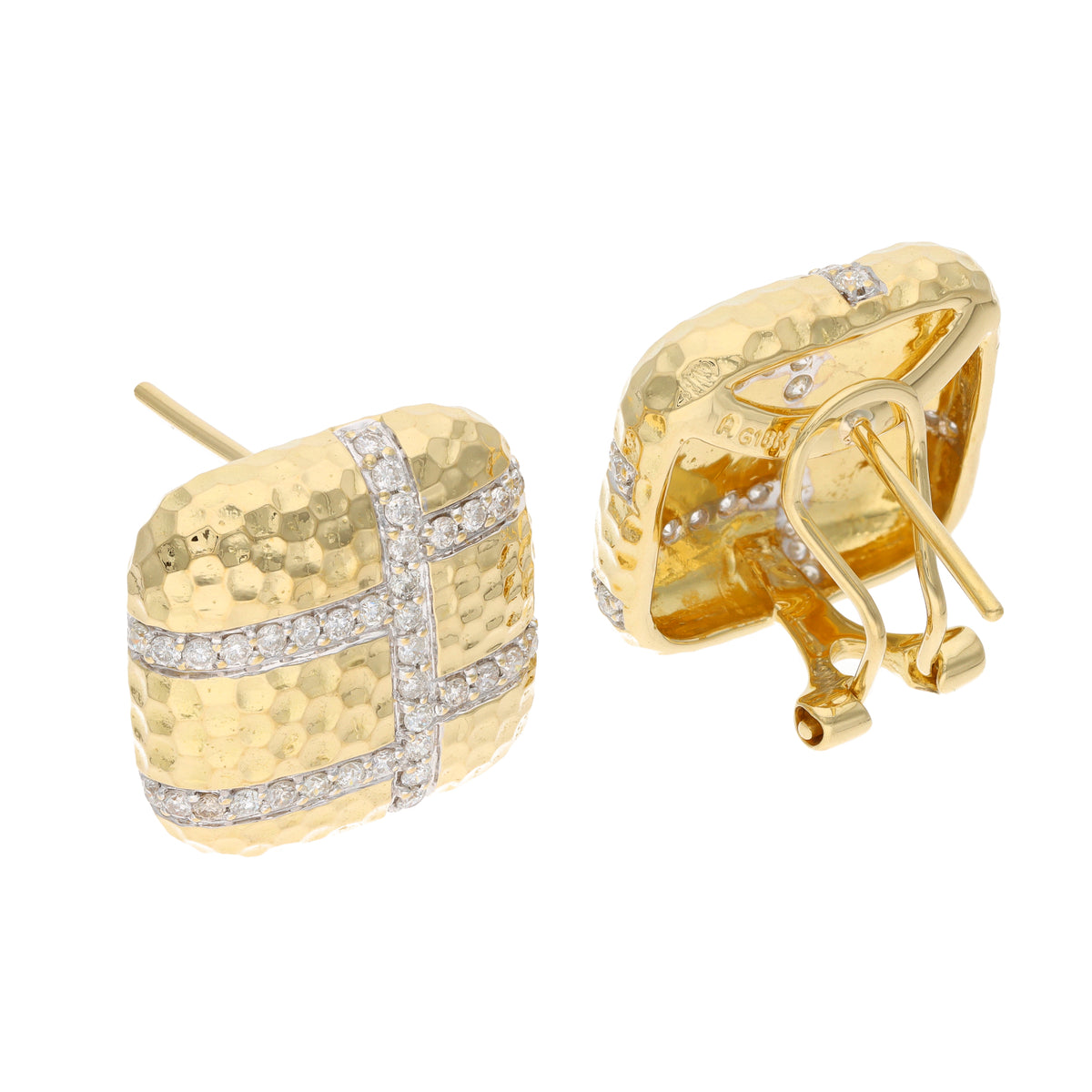 18K Yellow Gold 0.25 CTW Diamond Huggie Estate Earrings with Omega Backs