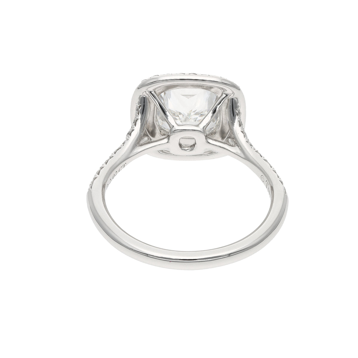 Tiffany &amp; Co. Soleste 2.02ct G VS2 Cushion Diamond Double Halo Platinum Engagement Ring