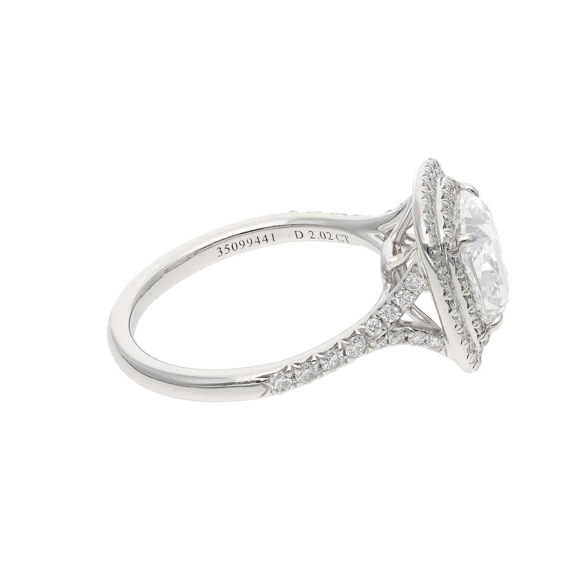 Tiffany &amp; Co. Soleste 2.02ct G VS2 Cushion Diamond Double Halo Platinum Engagement Ring