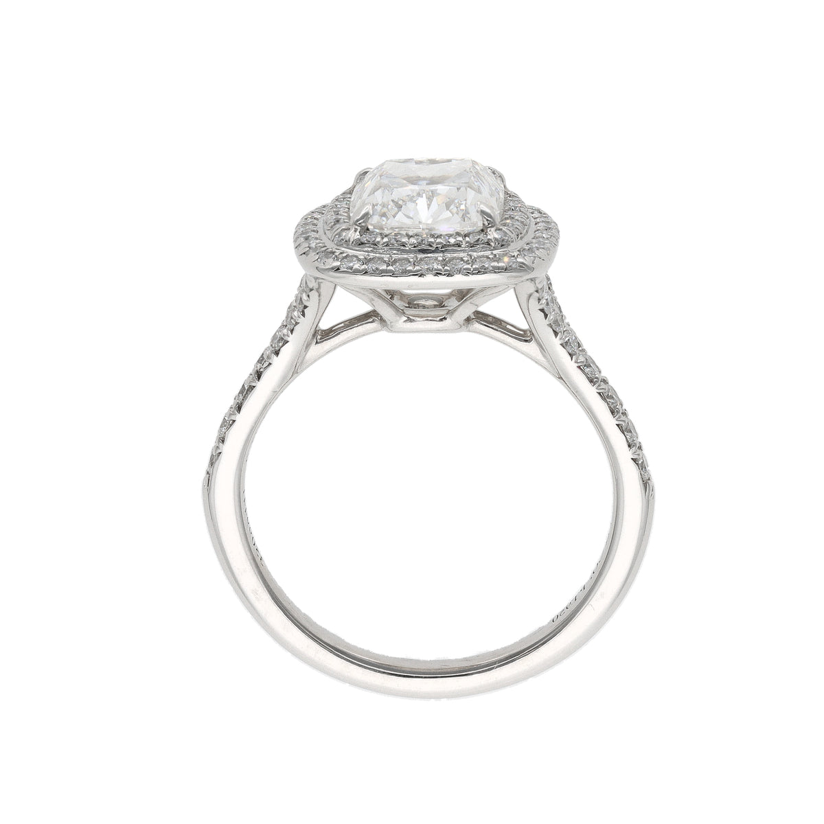 Tiffany &amp; Co. Soleste 2.02ct G VS2 Cushion Diamond Double Halo Platinum Engagement Ring