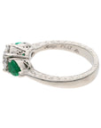 Jack Kelege Platinum 1.19ct E VVS2 Natural Diamond & Colombian Emerald Three-Stone Ring