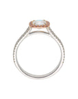 18K White Gold with Rose Gold Accents 1.04ct GIA E VS2 Asscher-Style Diamond & 20 Pink Diamond Halo Engagement Ring