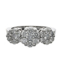 14K White Gold Approx. 1.51ct TW Diamond Three-Stone Look Cluster Ring