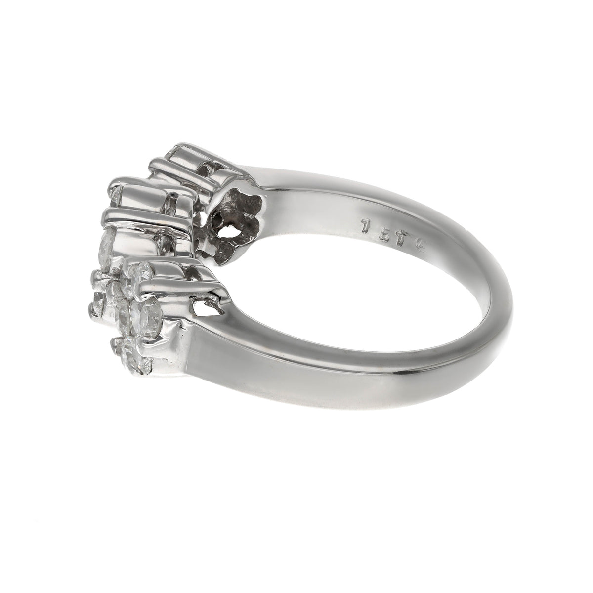 14K White Gold Approx. 1.51ct TW Diamond Three-Stone Look Cluster Ring