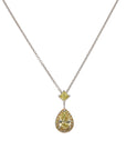 Platinum Drop Diamond Pendant Necklace with 1.01ct GIA Fancy Intense Yellow Pear-Shaped Diamond – 18"