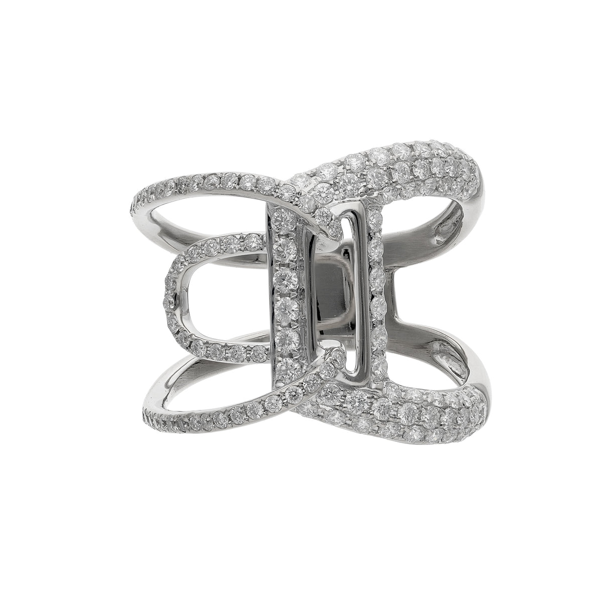 18K White Gold Contemporary Estate Diamond Fashion Ring – Size 9