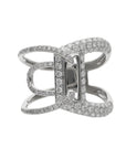 18K White Gold Contemporary Estate Diamond Fashion Ring – Size 9