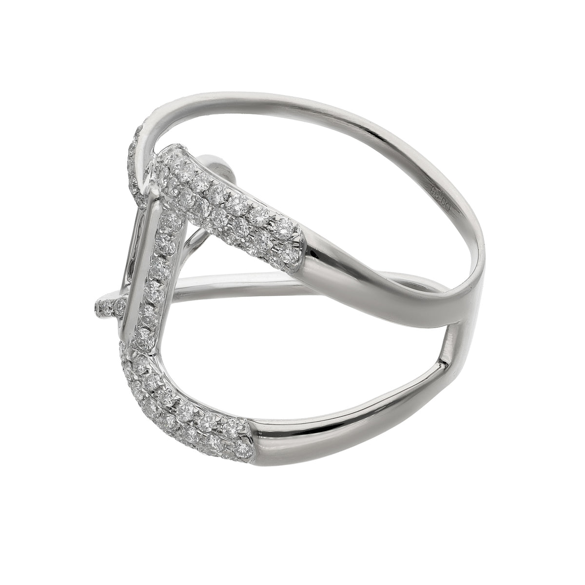 18K White Gold Contemporary Estate Diamond Fashion Ring – Size 9