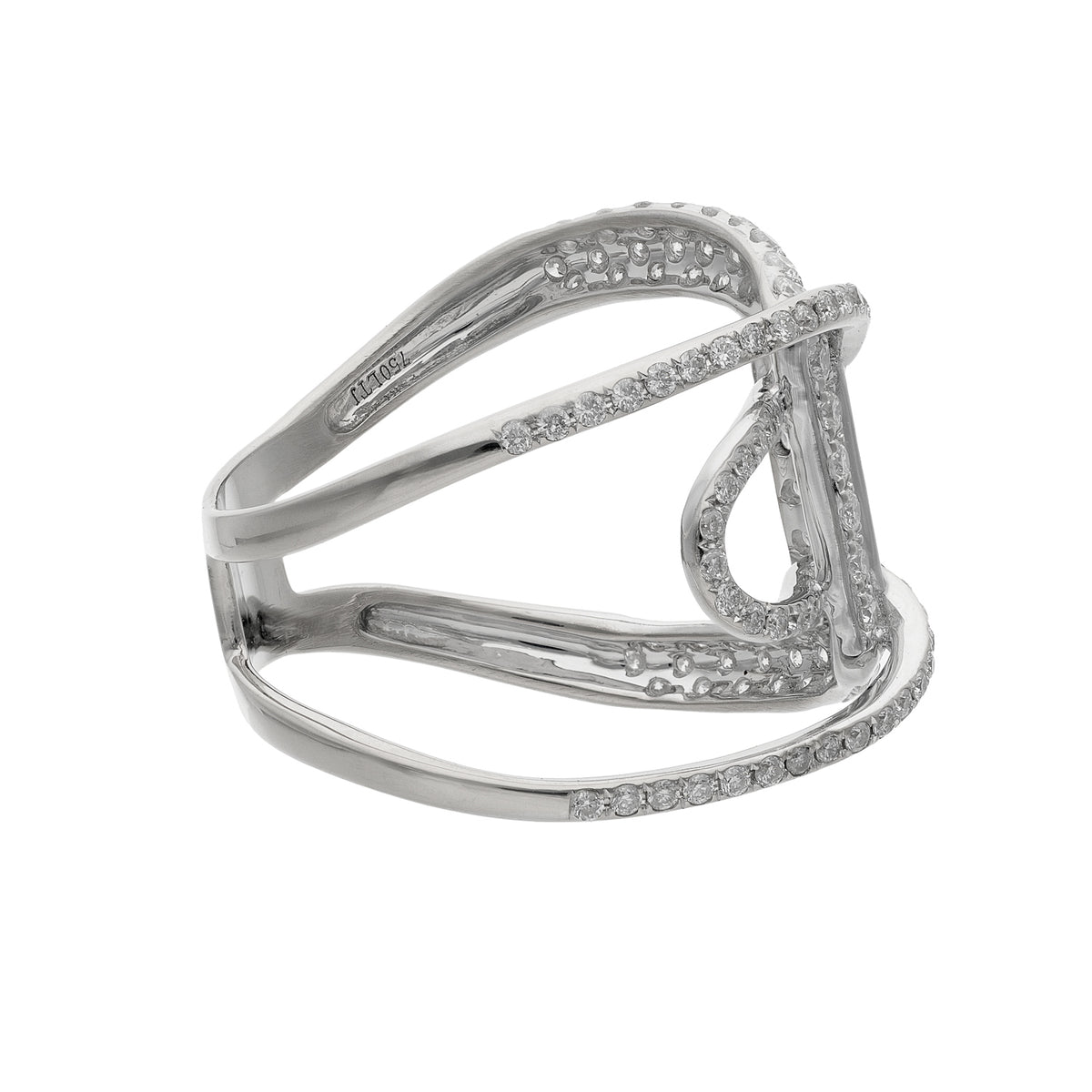 18K White Gold Contemporary Estate Diamond Fashion Ring – Size 9