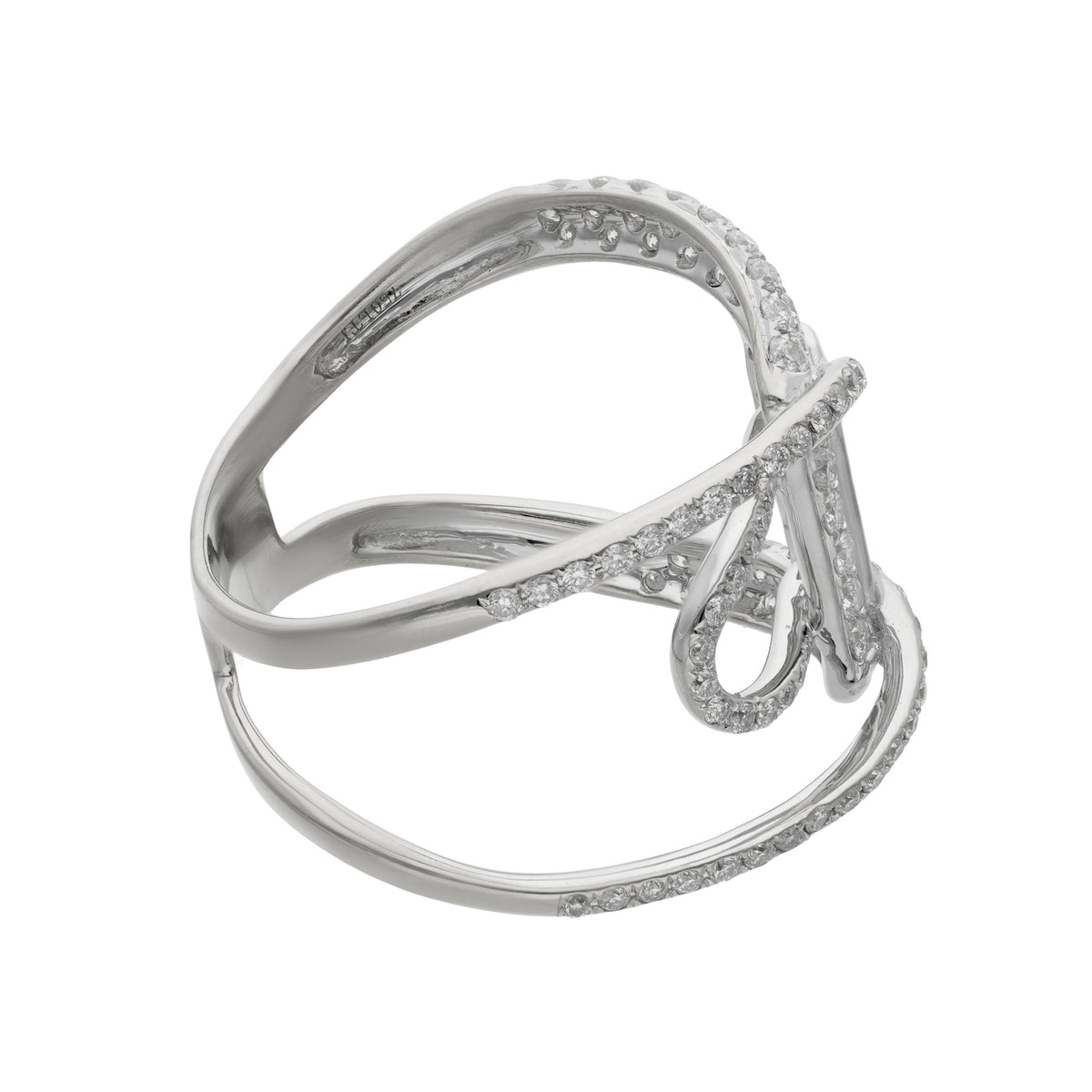 18K White Gold Contemporary Estate Diamond Fashion Ring – Size 9