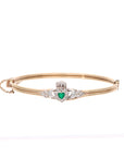 10K Gold-Filled Two-Tone Irish Claddagh Diamond & Emerald Estate Bangle Bracelet