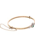 10K Gold-Filled Two-Tone Irish Claddagh Diamond & Emerald Estate Bangle Bracelet