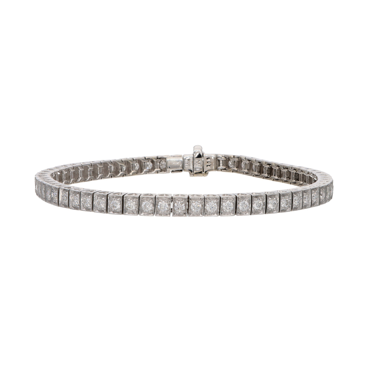 18K White Gold 2.08 CTW Diamond Tennis Estate Bracelet 7"