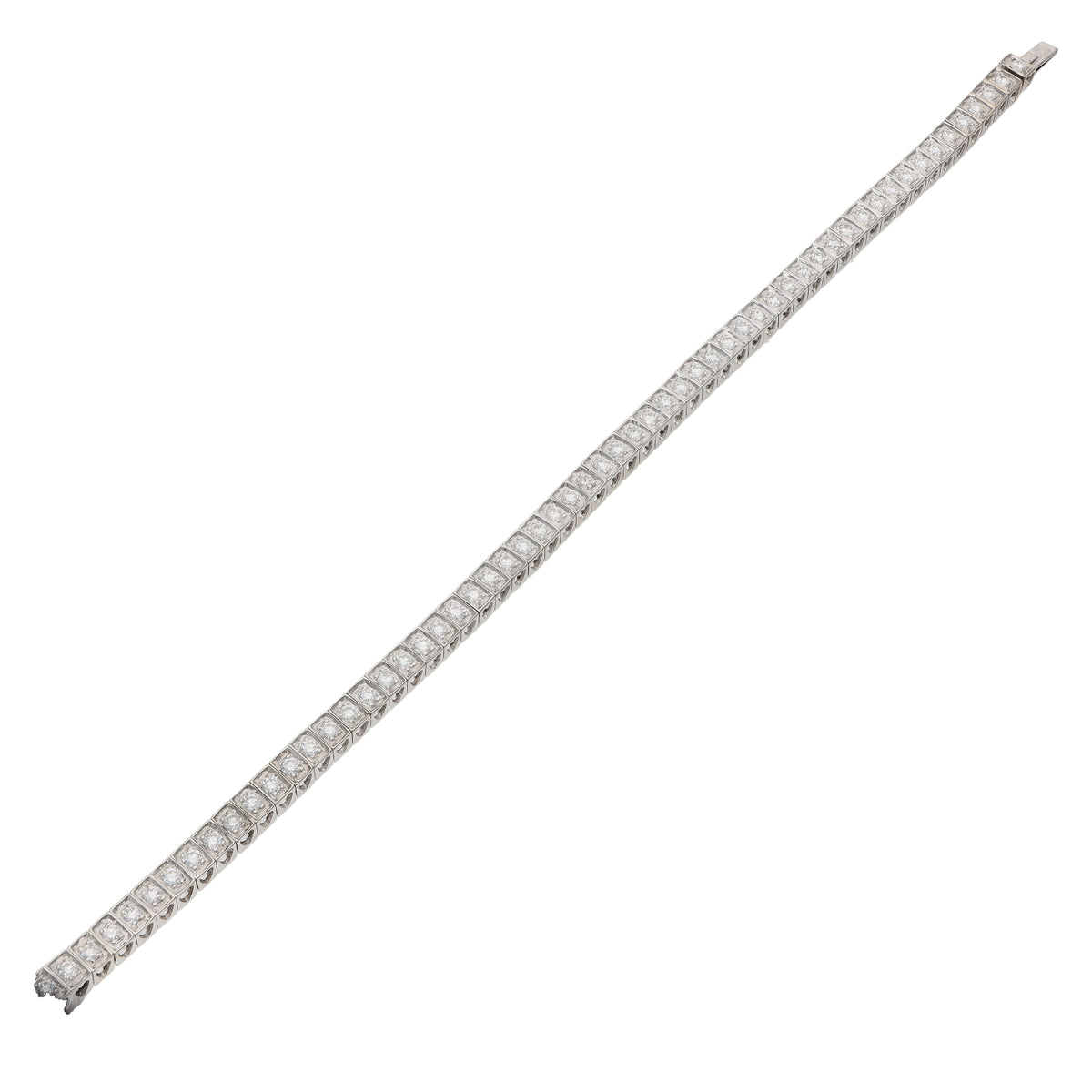 18K White Gold 2.08 CTW Diamond Tennis Estate Bracelet 7"