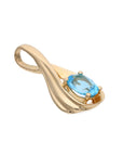 14K Yellow Gold Twisted Drop Blue Topaz Estate Pendant
