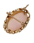 14K Yellow Gold Cameo & Seed Pearl Estate Pendant Brooch