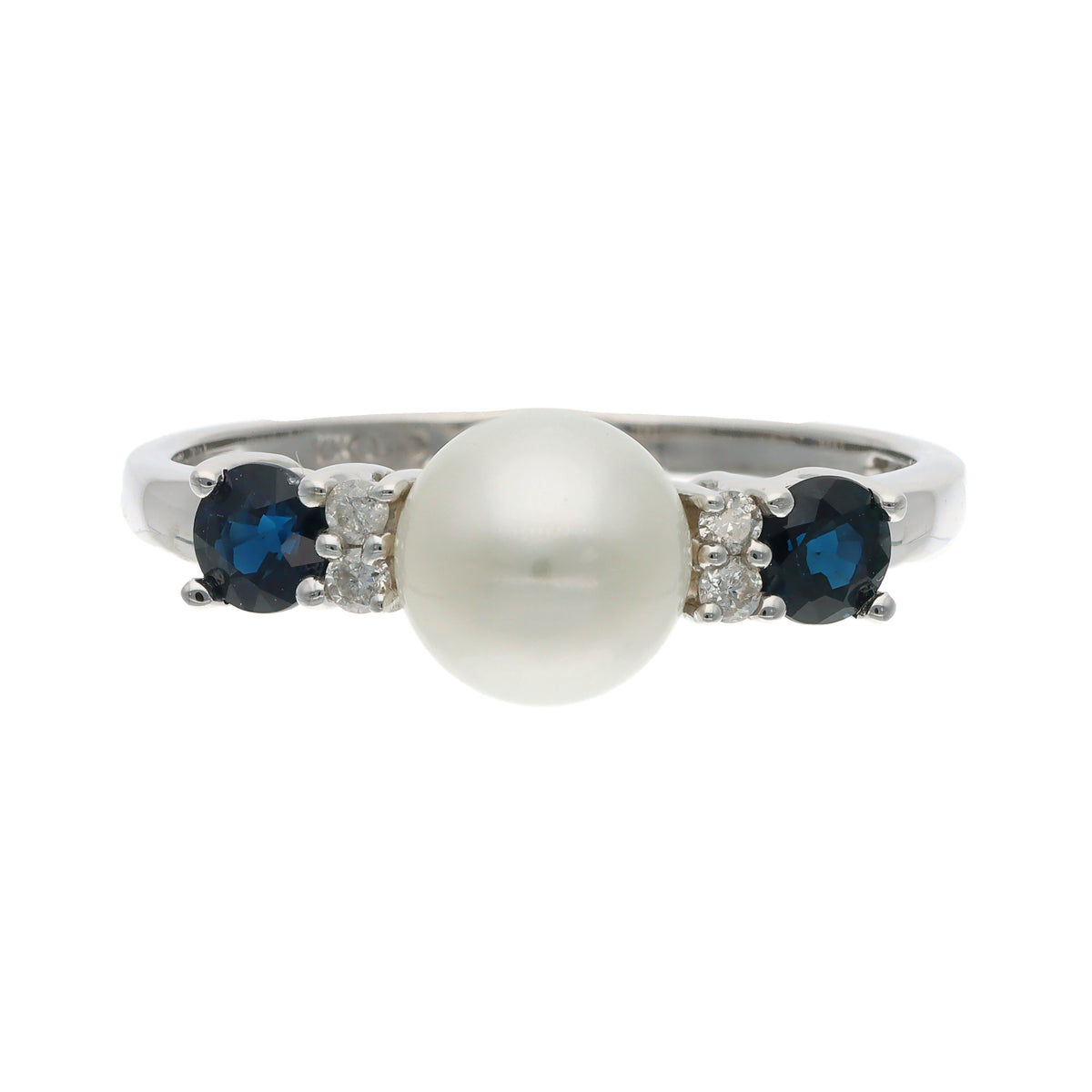 10K White Gold Round Brilliant Diamond Contemporary Ring