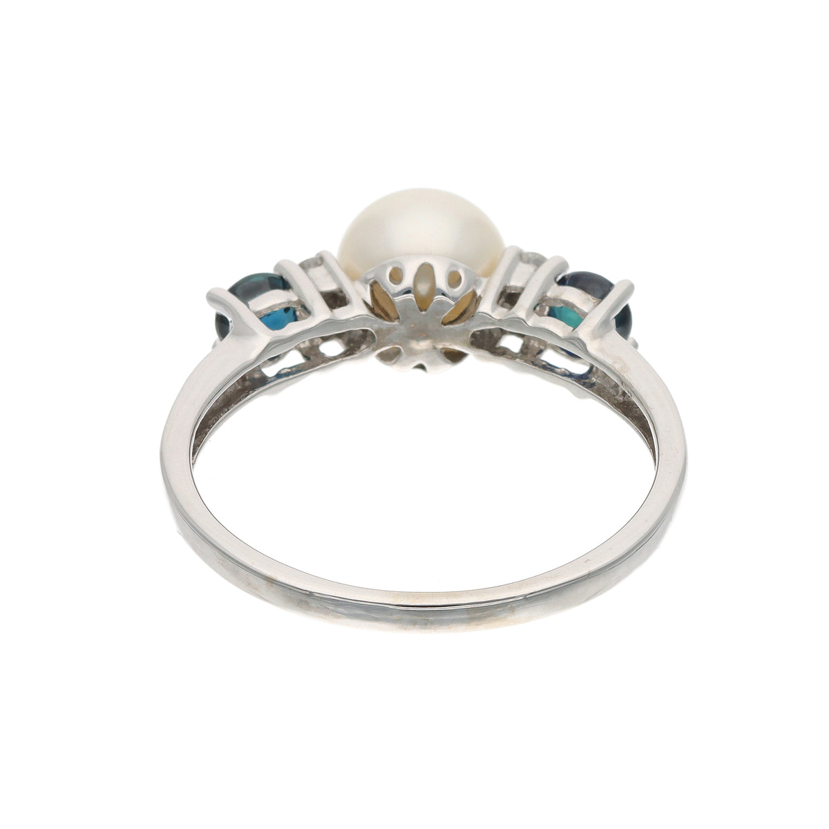 10K White Gold Round Brilliant Diamond Contemporary Ring