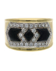 18K Yellow Gold Contemporary Estate Onyx & 0.60ct TW Diamond Fashion Ring