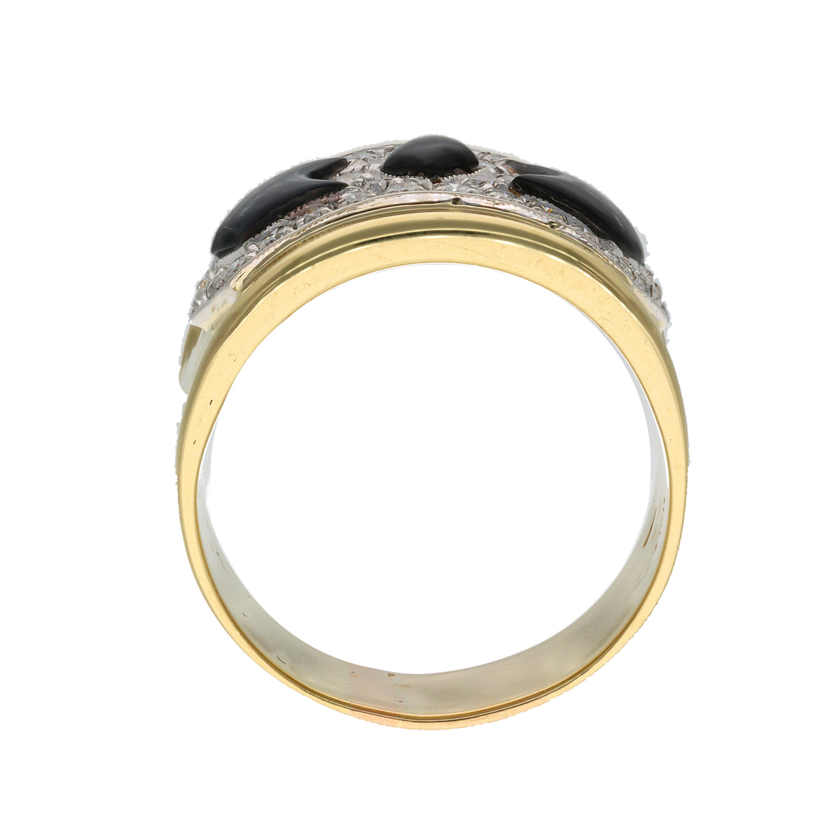 18K Yellow Gold Contemporary Estate Onyx &amp; 0.60ct TW Diamond Fashion Ring