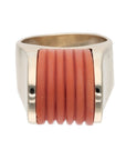14K Yellow Gold Contemporary Estate Coral Stone Fashion Ring