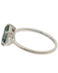 14K White Gold Moss Agate & White Sapphire Contemporary Ring