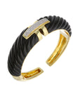 18K Gold Estate Onyx & 0.50ct TW Diamond Bangle Bracelet
