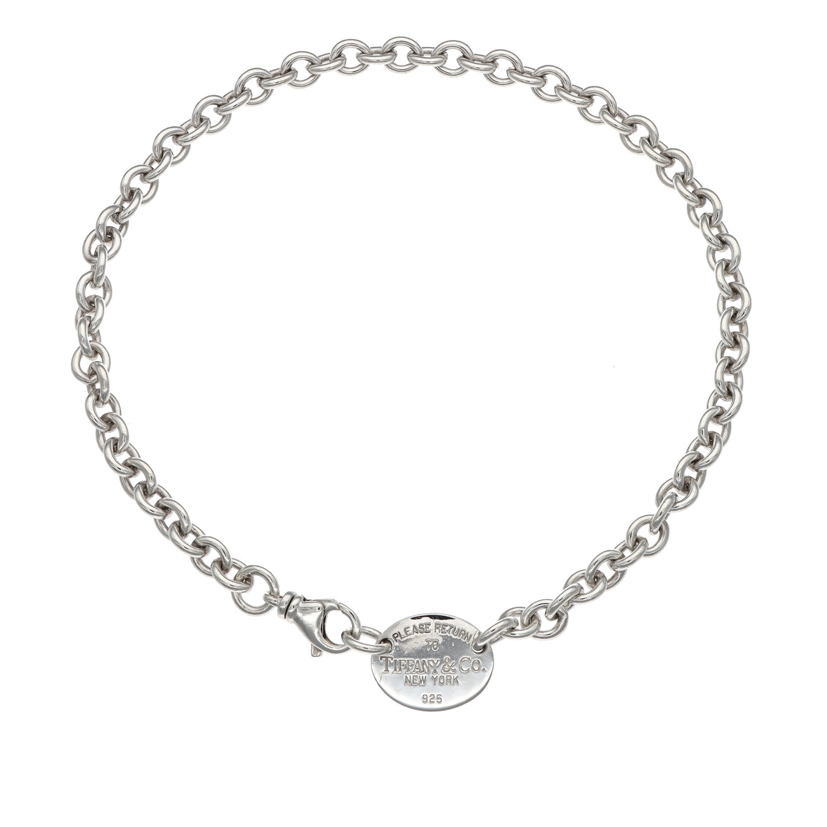 Tiffany &amp; Co. Return to Tiffany Sterling Silver Estate Choker Necklace 15.5"