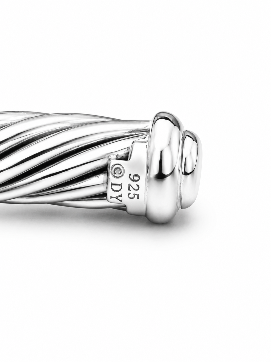 Pre-Owned David Yurman Sterling Silver Black Diamond Cable Cuff Bracelet 7.5"