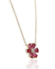 14K Yellow Gold Ruby & Diamond Flower Pendant Necklace – 1.54 CTW