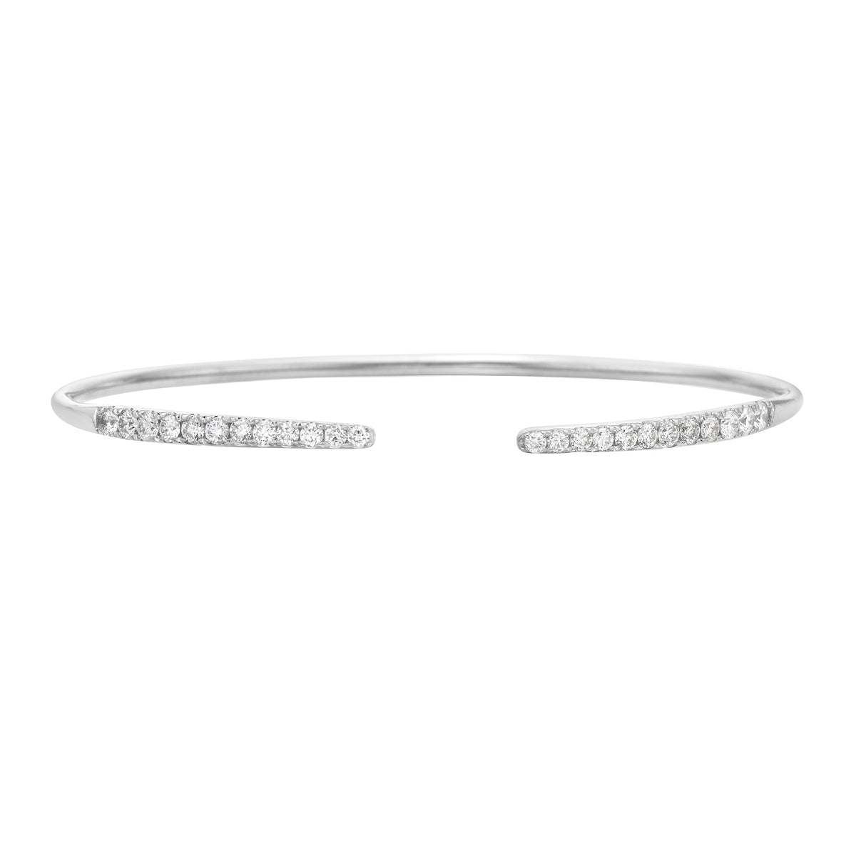 14K White Gold Flexible Open Diamond Bangle – .81ctw