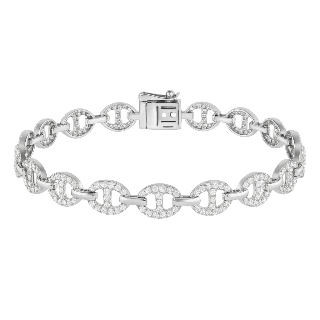 14K White Gold Diamond Pavé Mariner Link Tennis Bracelet – 1.65ctw