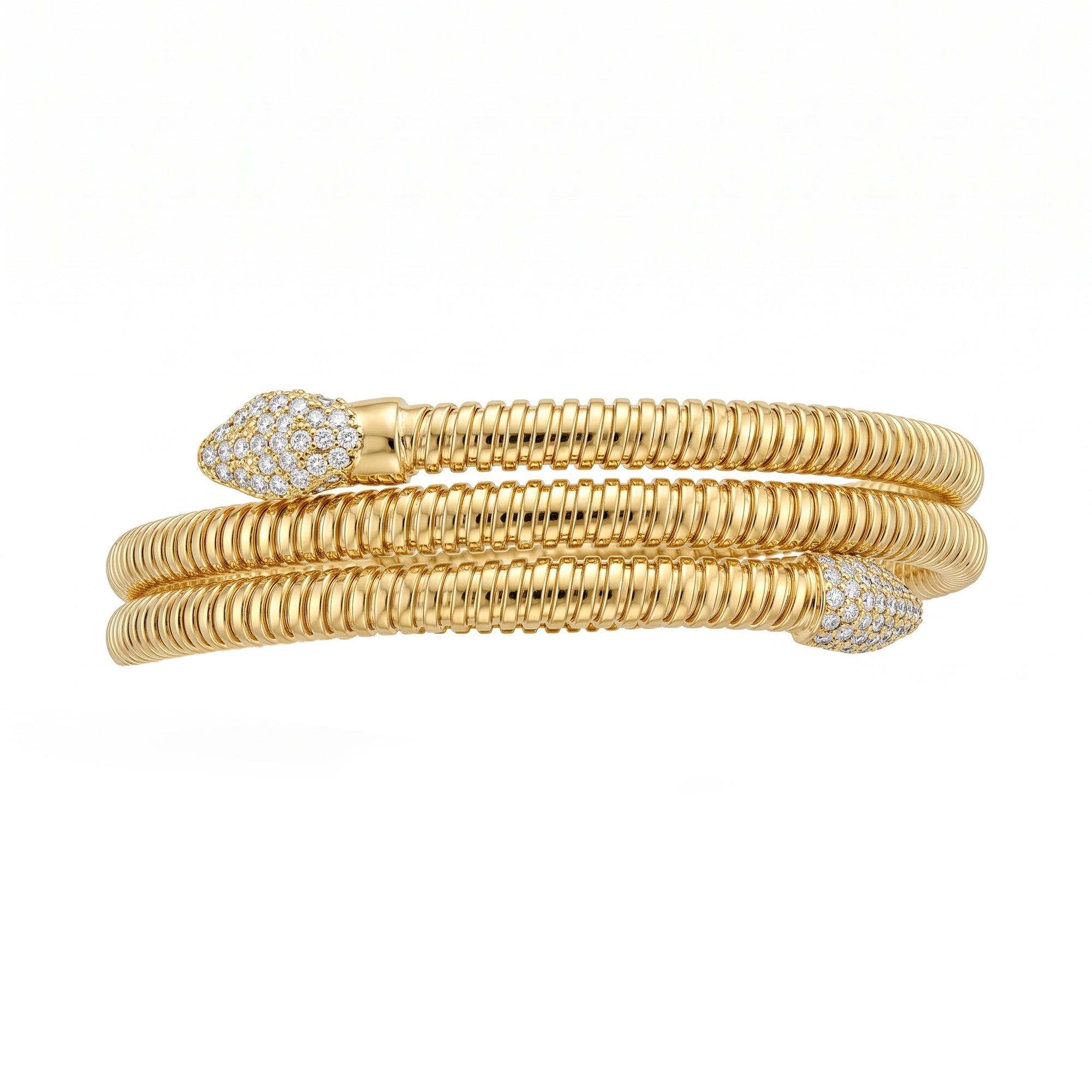 14K Yellow Gold Diamond Snake Wrap Flexi Bracelet – .21ctw
