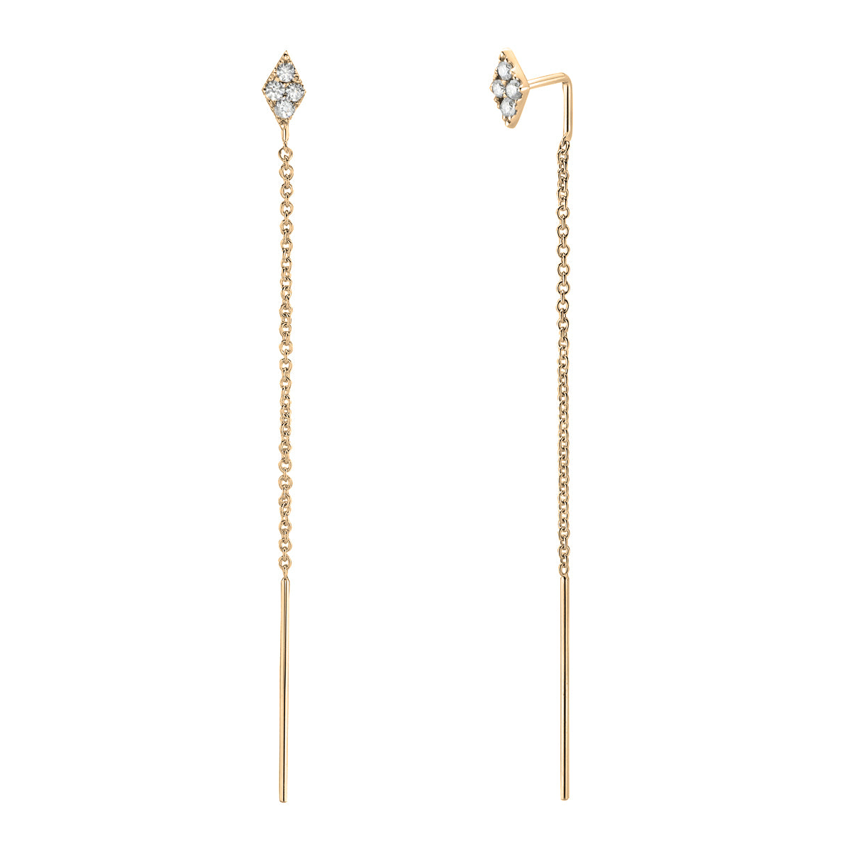 14K Yellow Gold Diamond Threader Dangle Earrings – .14ctw