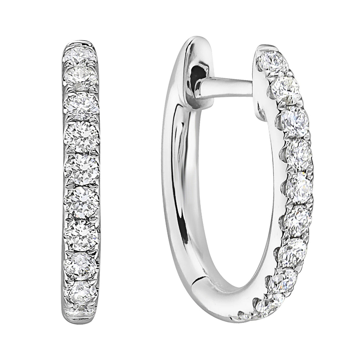 14K White Gold Diamond Huggie Hoop Earrings – .20ctw