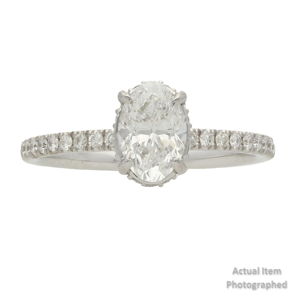14K White Gold GIA Certified 1.01ct Oval Diamond Engagement Ring – 1.30ctw