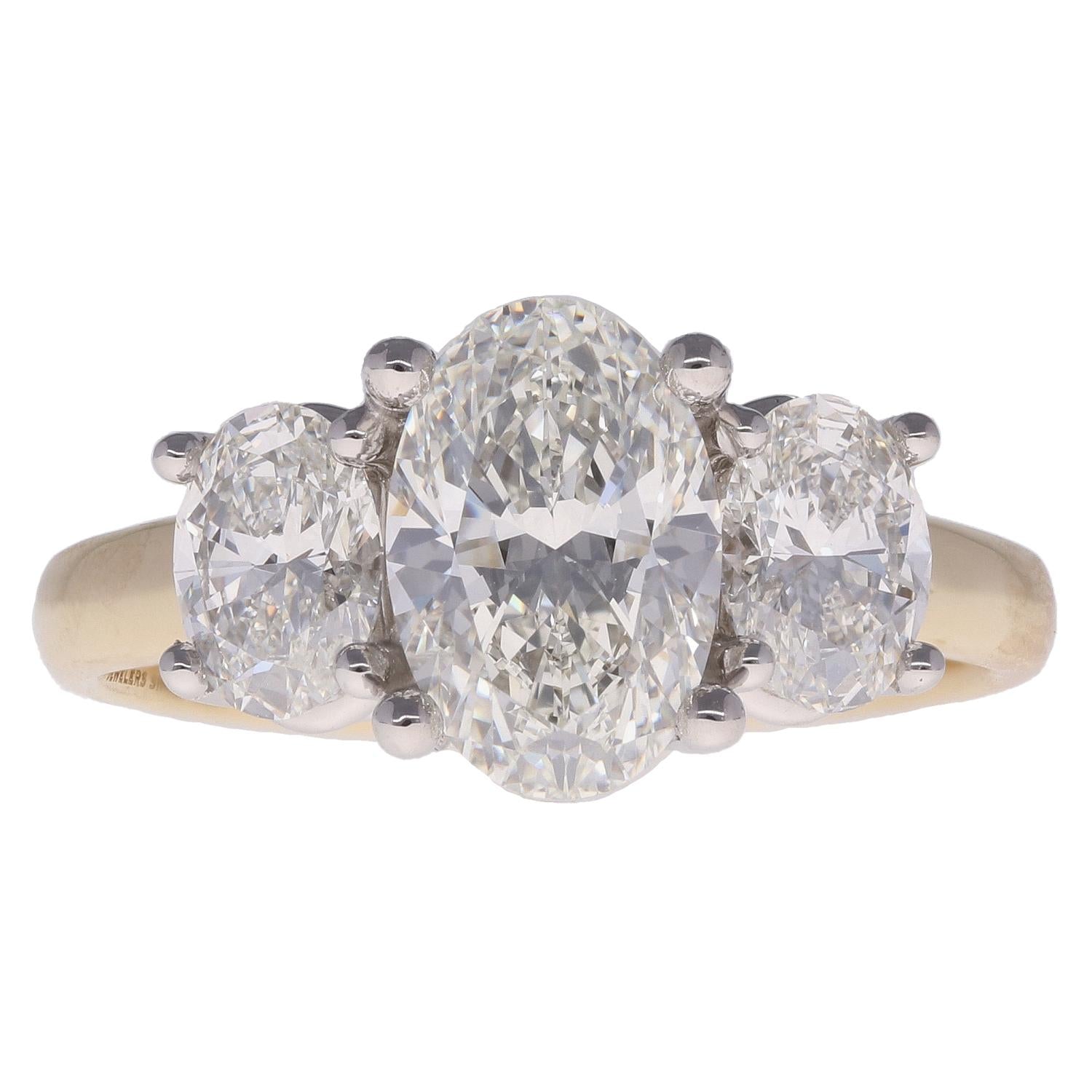Three Stone Oval Diamond Ring