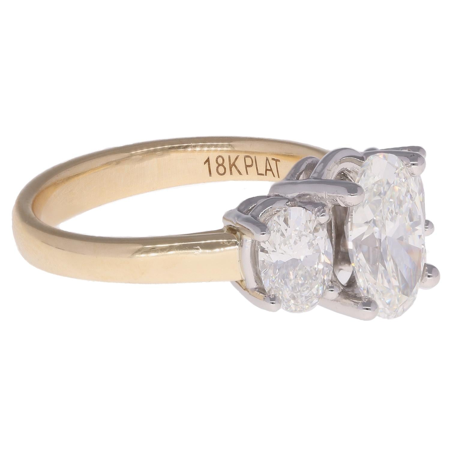 Three Stone Oval Diamond Ring
