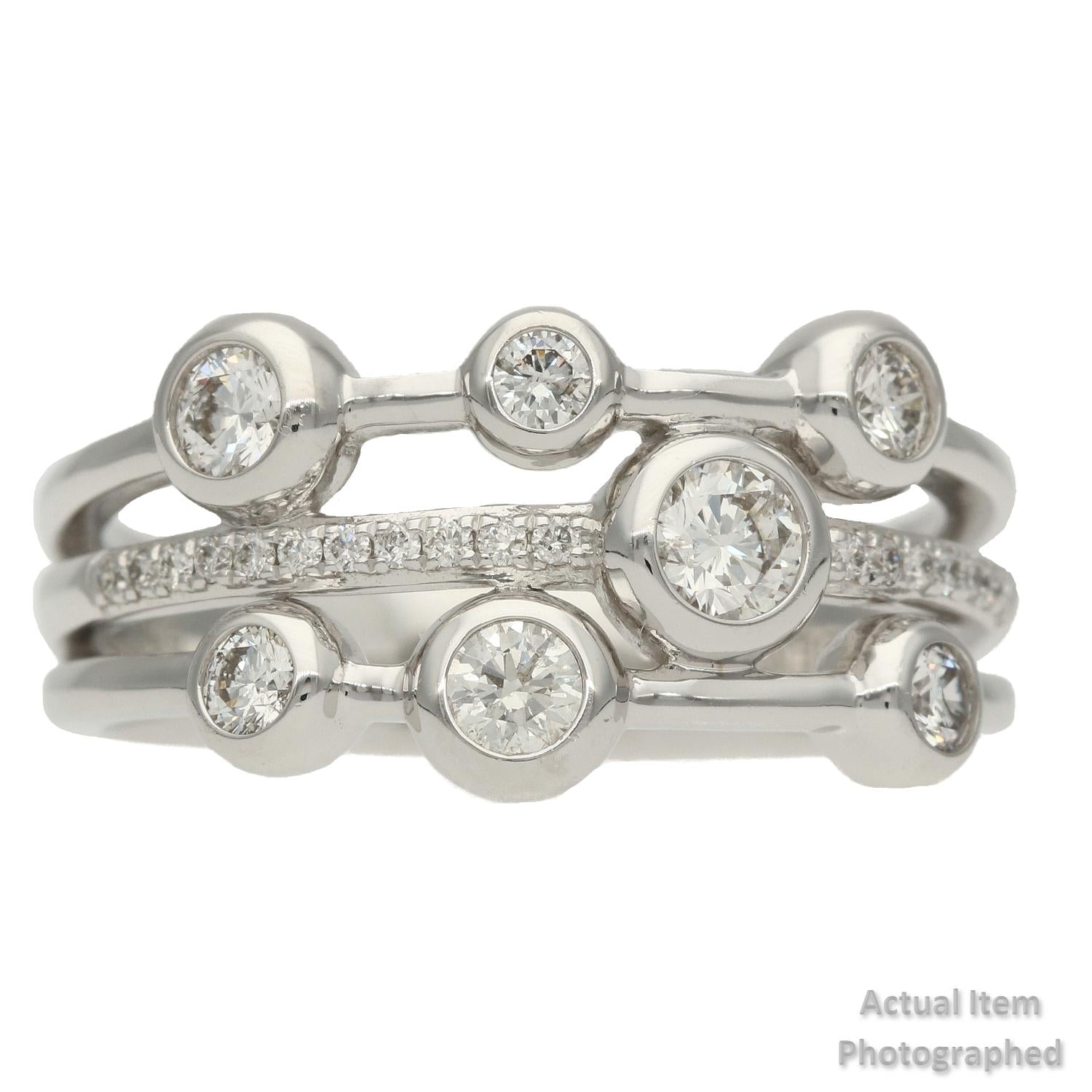 Diamond Three Row Fashion Ring