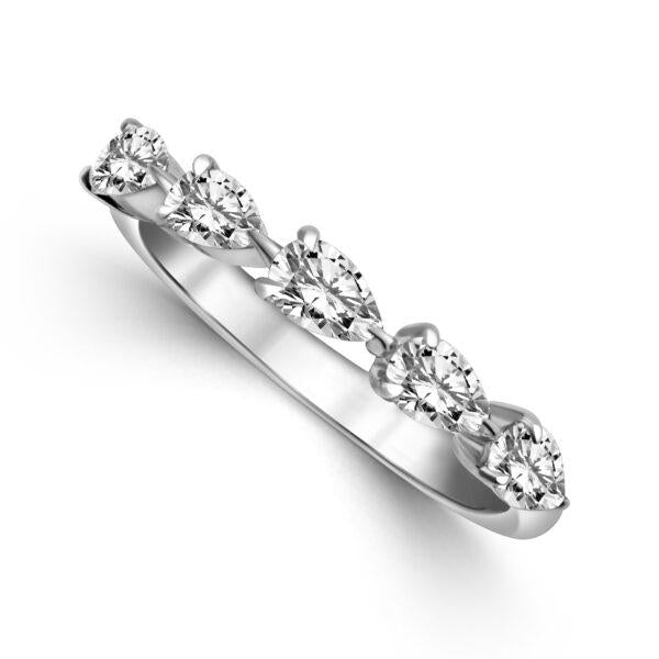 14K Yellow Gold Pear Diamond Band 0.85ctw SI1 G/H Size 6.5 Elegant Ring   2.5gram